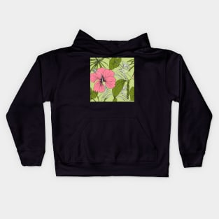 Tropical exotic flowers and leaves Kids Hoodie